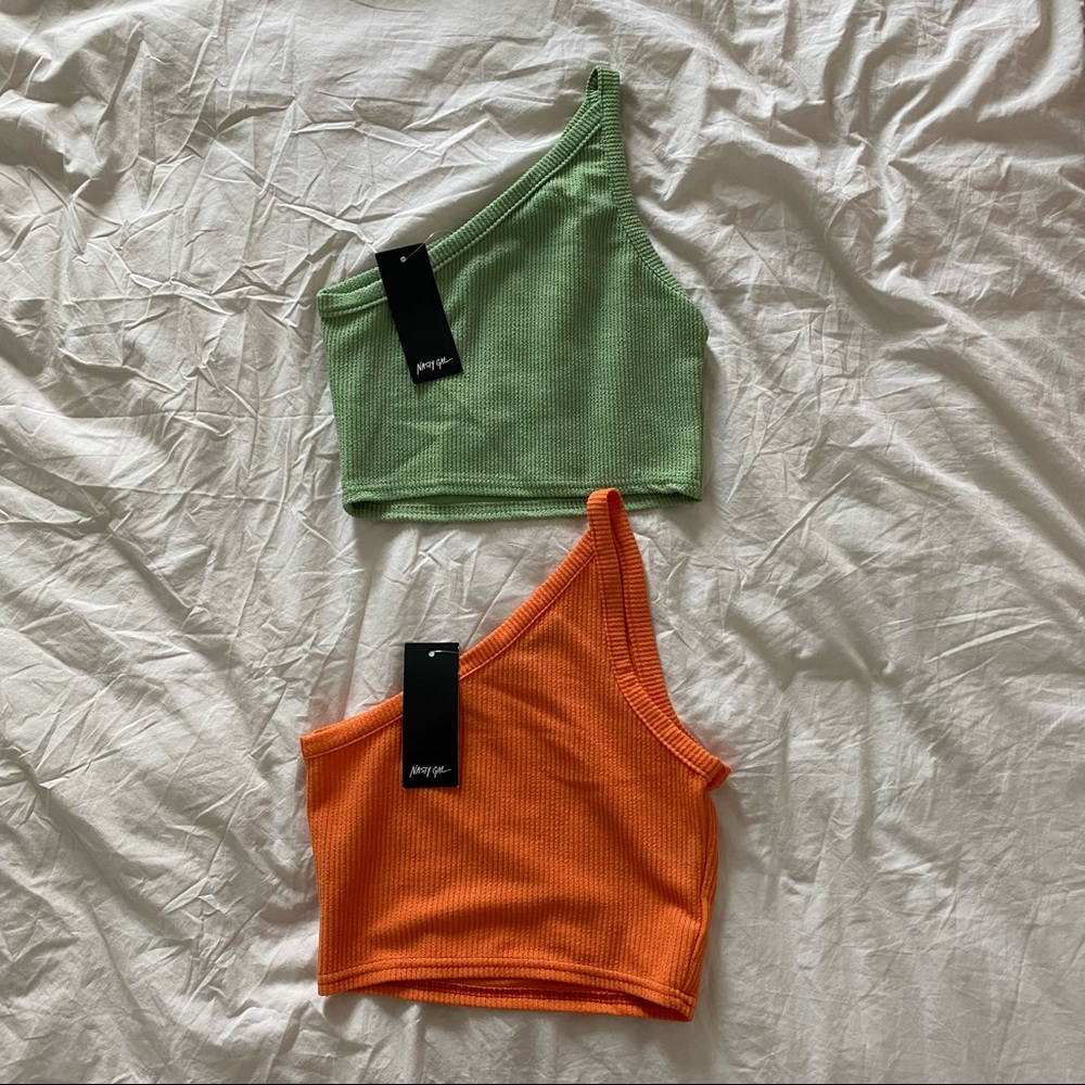 Nasty Gal | NWT Ribbed One Shoulder Crop Top | 2 for 1